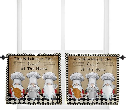 Camper Tier Curtains 45 Inch Length, Cute Cartoon Camping Car Travel Trailers Rod Pocket Curtains Set of 2 Panels, Small Half Window Treatment Tiers Drapes for Kitchen Cafe Bathroom, 55"x45" in Kuwait