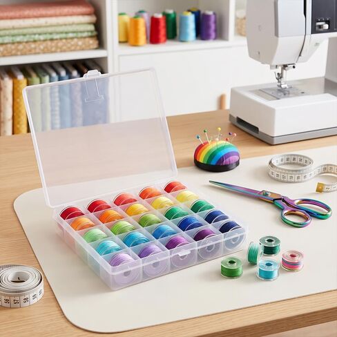 25 Slots Bobbin Box, Transparent Sewing Bobbin Organizer Storage Case in Saudi Arabia