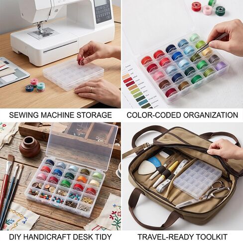 25 Slots Bobbin Box, Transparent Sewing Bobbin Organizer Storage Case in Saudi Arabia