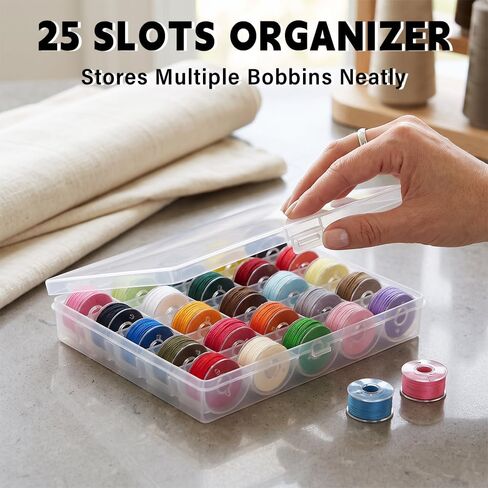 25 Slots Bobbin Box, Transparent Sewing Bobbin Organizer Storage Case in Saudi Arabia