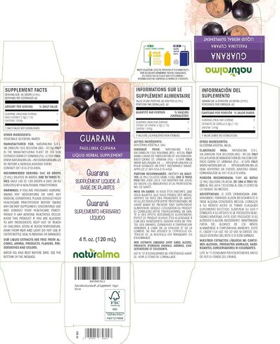صبغة بذور Naturalma Guarana (Paullinia cupana) الخالية من الكحول، 4 أوقية سائلة، مستخلص في قطرات | مكمل عشبي | نباتي | منتج إيطاليا in Kuwait
