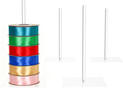 Ribbon Storage Rack Holder,4 Clear Acrylic Pack RibbonTape for Sewing Craft Mesh Thread Tape Wreath Crochet Roll for Big Roll Ribbon(to 100yard) Florist Arts Wrapping Gift 9.84inch Height in Saudi Arabia