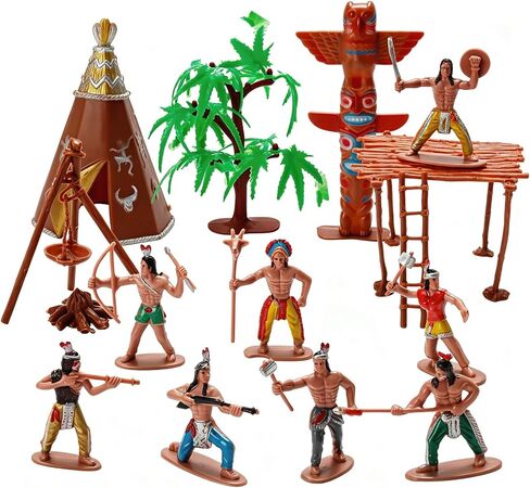 X Hot Popcorn 13 Pcs Indians Figurine Plastic Indians Action Figure Native American Figures Indians Project for Decoration in Kuwait