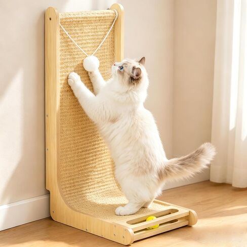 26.8" Sisal Cat Scratcher for Indoor Cats with Bell Plush Toy*2 in Kuwait