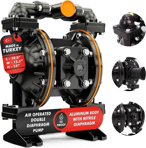 Vestapomp Air Operated Double Diaphragm Pump - Pneumatic oil pump (1/2 inch Discharge, Aluminum Body + Nitrile Diaphragm, 15 GPM, 100 PSI) in Kuwait