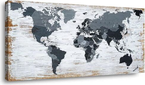 Map of The United States Wall Decor Map Canvas Wall Art for Wall Decoration Wood Background USA Canvas Prints for Bedroom Office Kitchen Home Wall Decor Framed Artwork Ready to Hang20 x40 in Saudi Arabia