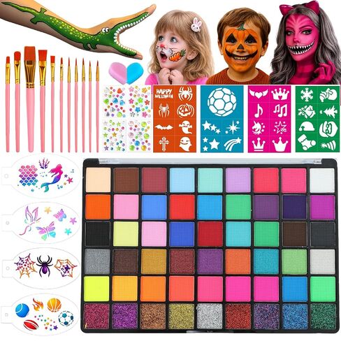 76 Colors Face Painting Kit for Kids Water Based Makeup Face Paint palette in Kuwait