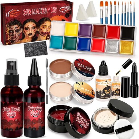 Halloween SFX Makeup Kit 24pcs for Adults Zombie Vampire Cosplay in Saudi Arabia