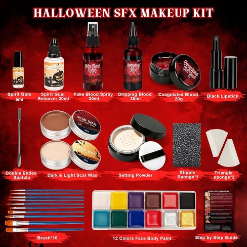 Halloween SFX Makeup Kit 24pcs for Adults Zombie Vampire Cosplay in Saudi Arabia