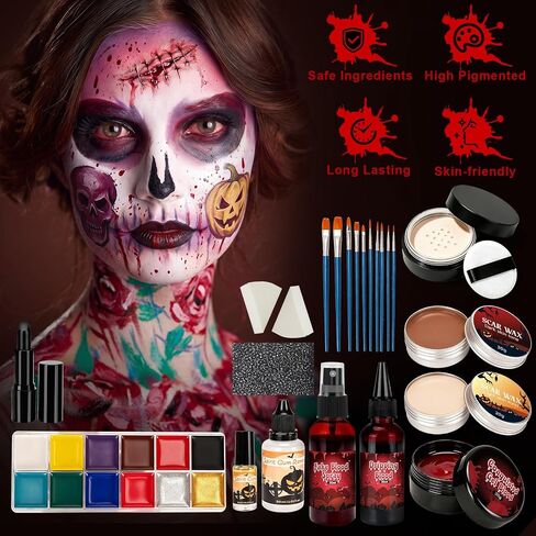 Halloween SFX Makeup Kit 24pcs for Adults Zombie Vampire Cosplay in Saudi Arabia