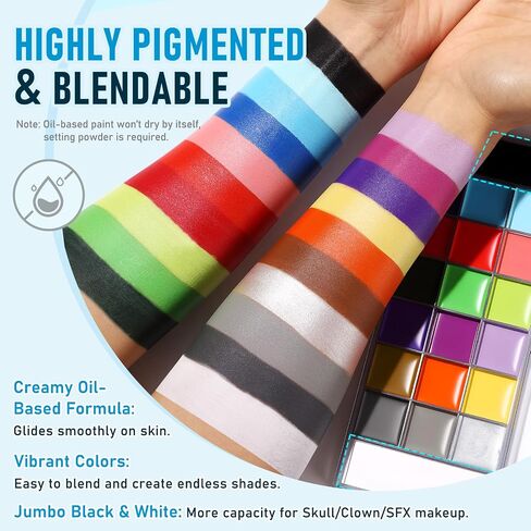 UCANBE 20 Colors Oil-Based Face Body Paint Kit, 10 Brushes & Setting Powder in Saudi Arabia