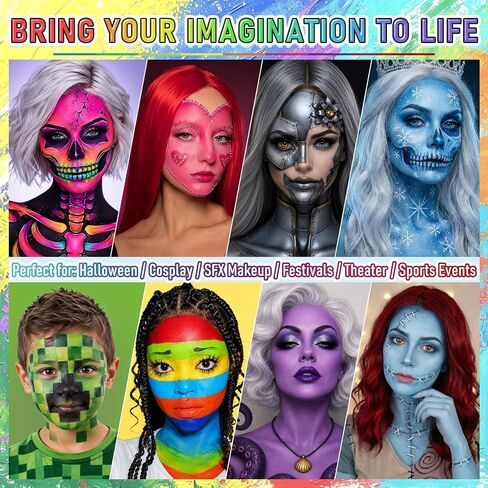 UCANBE 20 Colors Oil-Based Face Body Paint Kit, 10 Brushes & Setting Powder in Saudi Arabia