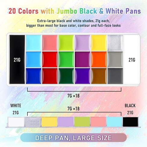 UCANBE 20 Colors Oil-Based Face Body Paint Kit, 10 Brushes & Setting Powder in Saudi Arabia