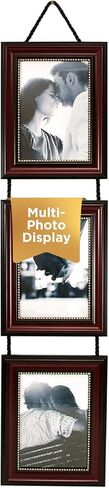 Kiera Grace Lucy Collage Frame, Picture Frame with 3 Frames, Holds Three Horizontal 5" x 7" Photos, Wall Mount Photo Frame with Hanging Rope, Durable Frame for Photo Display, 9.25" x 7.25", Dark Brown in Kuwait