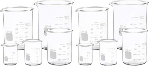 Graduated Glass Measuring Low Form Beaker Set (10ml 50ml 100ml 250ml 400ml 600 ml 1000ml) in Kuwait