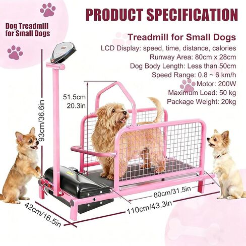 Dog Treadmill for Small Dogs Up to 50kg, 5 Training Modes & Remote Control, Foldable Indoor Pet Exercise Equipment for Weight Loss, Physical Therapy, Fitness & Rehabilitation in Kuwait