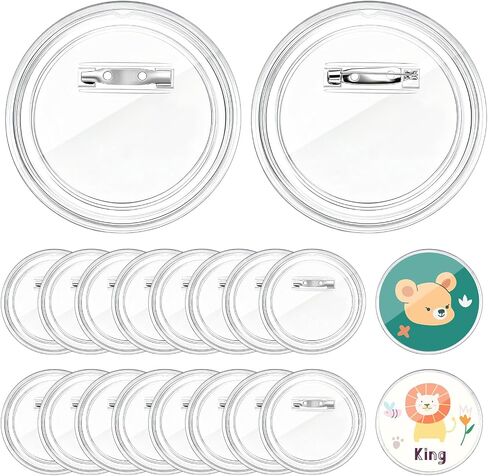 Bignc 20 Set Clear Pins for Crafts, Plastic Button Making Kit, Blank Pins Bulk, Make Your Own Buttons Badge Maker DIY Crafts, Photo Buttons (2.36 Inch) in Kuwait