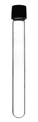 Test Tube, 15ml - Bakelite Screw Cap with Rubber Liner - Borosilicate 3.3 Glass - 4.9" x 0.6" - Round Bottom - Leak Proof - Eisco Labs in Kuwait
