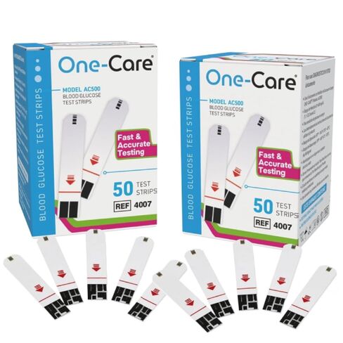 ONE-CARE 100 count Blood Glucose Test Strips, Precision Sugar Measurement for Diabetics, Monitor Your Diabetes (2 boxes of 50 each) in Saudi Arabia
