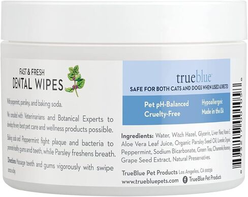 TrueBlue Dog Dental Wipes, Pre-Moistened Pads, Peppermint & Parsley in Saudi Arabia