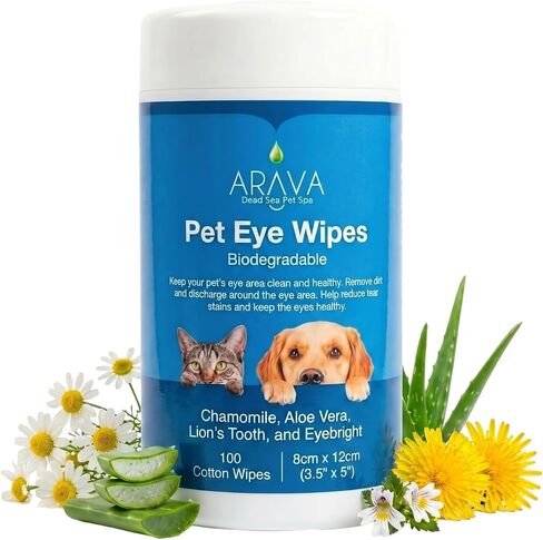 Arava Dog and Cat Eye Wipes - 100ct Tear Stain, Discharge, Crust in Saudi Arabia