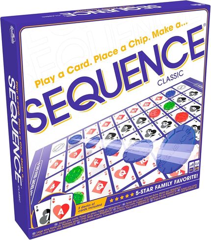 SEQUENCE- Original SEQUENCE Game with Folding Board, Cards and Chips by Jax ( Packaging may Vary ) White, 10.3" x 8.1" x 2.31" in Kuwait