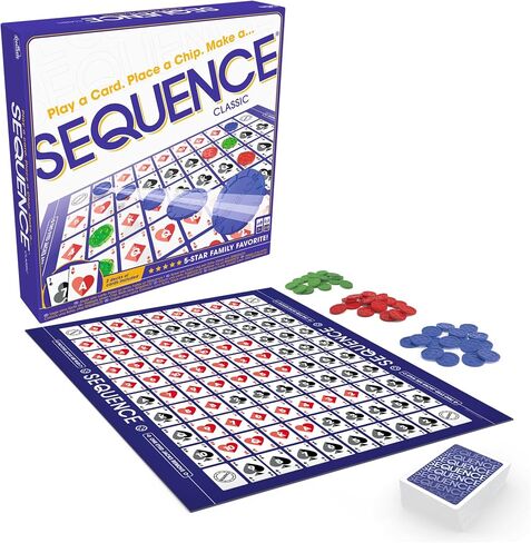 SEQUENCE- Original SEQUENCE Game with Folding Board, Cards and Chips by Jax ( Packaging may Vary ) White, 10.3" x 8.1" x 2.31" in Kuwait