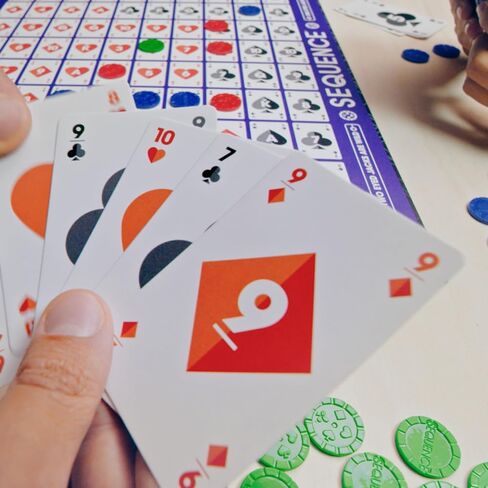 SEQUENCE- Original SEQUENCE Game with Folding Board, Cards and Chips by Jax ( Packaging may Vary ) White, 10.3" x 8.1" x 2.31" in Kuwait