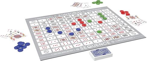 SEQUENCE- Original SEQUENCE Game with Folding Board, Cards and Chips by Jax ( Packaging may Vary ) White, 10.3" x 8.1" x 2.31" in Kuwait