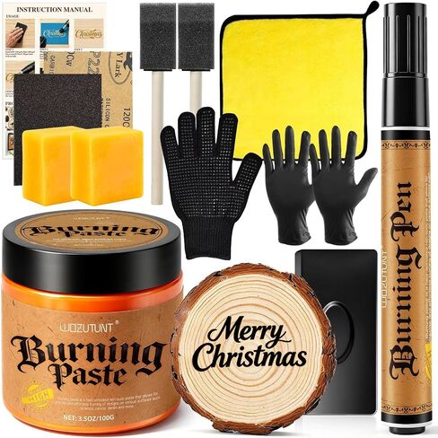 Wood Burning Paste Kit, 3.5OZ Wood Burning Gel with Beeswax Foam Brush in Kuwait