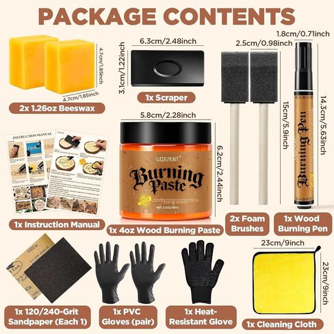 Wood Burning Paste Kit, 3.5OZ Wood Burning Gel with Beeswax Foam Brush in Kuwait