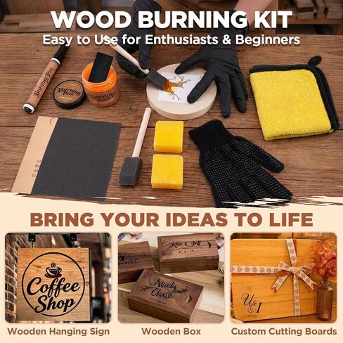 Wood Burning Paste Kit, 3.5OZ Wood Burning Gel with Beeswax Foam Brush in Kuwait