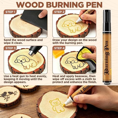 Wood Burning Paste Kit, 3.5OZ Wood Burning Gel with Beeswax Foam Brush in Kuwait