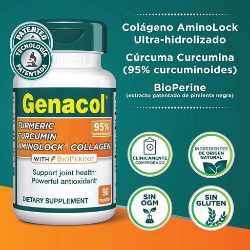 Genacol Turmeric Curcumin Collagen Supplement Enhanced Absorption with 95% Curcuminoids, Black Pepper & AminoLock Colageno | Supports Healthy Joints | 90 Capsules in Kuwait