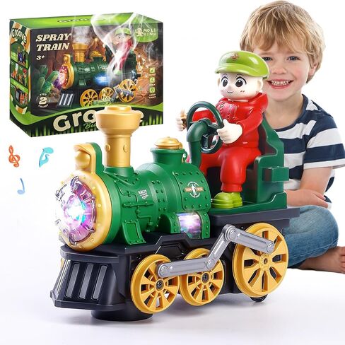 Electric Train Toy for Toddlers with Steam, Lights, Sound and Bump and Go in Saudi Arabia