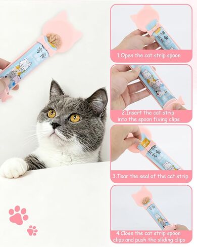 5 PCS Cat Food Can Lid Set, Cat Can Opener & Stainless Steel Cat Spoon, Silicone Can Covers, Treat Dispenser Spoon, Multi-function Pet Feeding Tools for Cats - Cute Cats Supplies (Black Pink) in Saudi Arabia