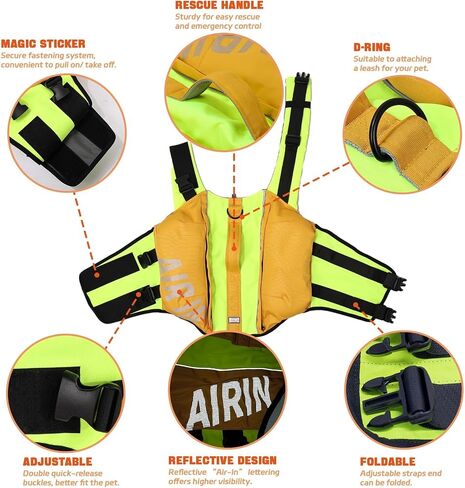 Dog Life Jacket, Adjustable Reflective Vest-Orange, Size A in Saudi Arabia