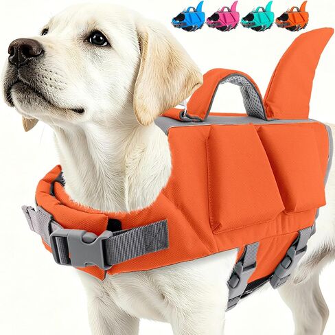 Fragralley Shark Fin Dog Life Jacket with Extra Foam, High Buoyancy Pet Safety Vest with Reflective Strips & Rescue Handle for Swimming Boating Beach, Ripstop Dog PFD Suit for Small Medium Large Dogs in Kuwait