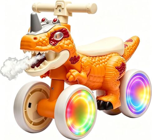 Dinosaur Balance Bike for Toddlers,Ride On Toy with Light Up Wheels in Kuwait