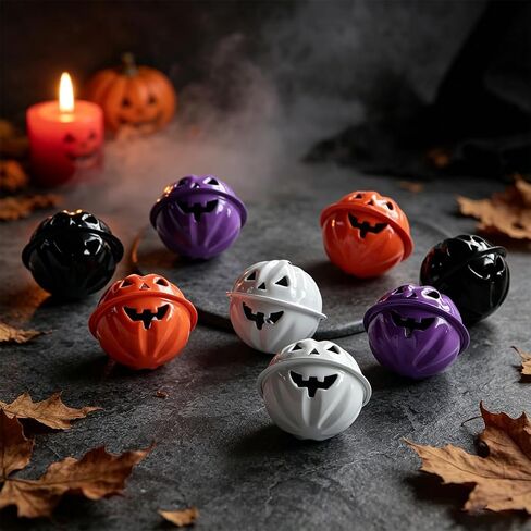 Halloween Pumpkin Bells for Craft, Cute Jack-o-Lantern Jingle Bells Decorations, for Party DIY Crafts, Wreath, 20 Pcs in Kuwait