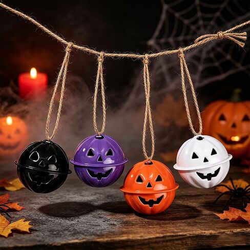 Halloween Pumpkin Bells for Craft, Cute Jack-o-Lantern Jingle Bells Decorations, for Party DIY Crafts, Wreath, 20 Pcs in Kuwait