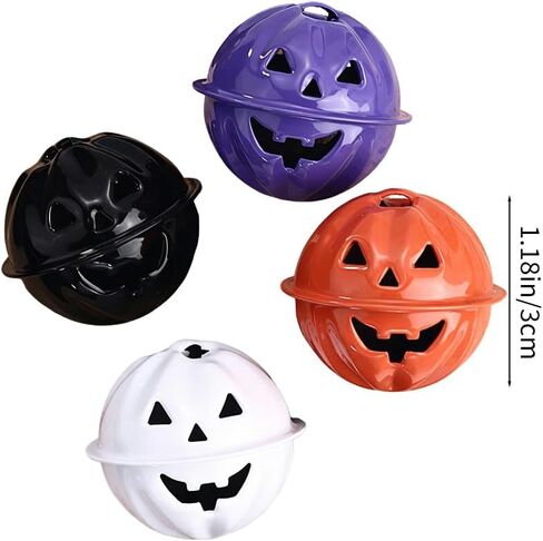 Halloween Pumpkin Bells for Craft, Cute Jack-o-Lantern Jingle Bells Decorations, for Party DIY Crafts, Wreath, 20 Pcs in Kuwait