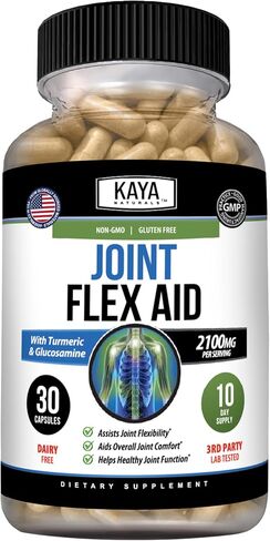 Kaya Naturals Joint Flex Aid | Joint Support Supplement for Men and Women | Turmeric Capsules | for Overall Knee Support and Joint Health (30 Count) in Kuwait