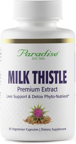 Paradise Herbs Milk Thistle، مستخلص كامل الطيف، نباتي، غير معدل وراثيًا، خالي من الغلوتين، 120 كبسولة نباتية in Kuwait
