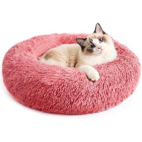 Cat Beds for Indoor Cats & Small Dog, Plush Donut Washable Pet Bed in Kuwait