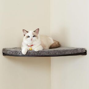 LIORCE Wall Mounted Corner Cat Bed - Cat Shelf with Comfortable Cushion - Minimalistic Cats Furniture for Indoor Cats - Climbing Perch for Wall,Cream in Kuwait