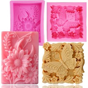 Silicone Soap Molds, AIDOIT 2 Pack Butterfly Flower Soap Molds 3D Floral Silicone Molds for Handmade Soaps DIY Candles Chocolates Biscuits Cakes Muffins Art Crafts in Kuwait