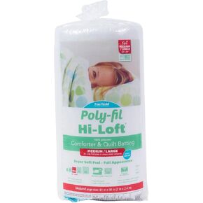 Fairfield Poly-Fil Hi-Loft, Premium Polyester Comforter & Quilt-Batting for Medium and Large-Size Projects, Ideal for Quilting, 81" x 96" in Kuwait