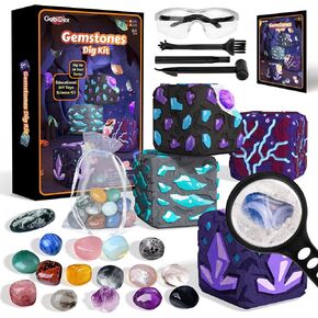 GobiDex Gemstones Dig Kit for Kids Ages 6-12, Excavate 16 Real Gemstones in Kuwait