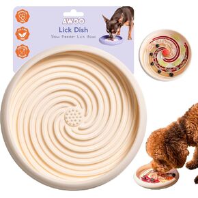 Lick Dish - Silicone Lick Mat + Slow Feeder for Cats & Small Dogs (Almond) in Kuwait